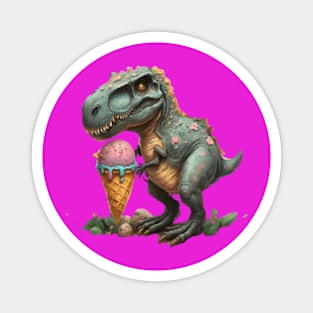 Dinosaur eating ice cream gift ideas, dino ice cream gift, trex dinosaur eating ice cream gift ideas Magnet